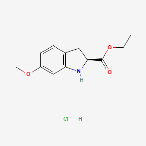 molecular formula C12H16ClNO3 B2844503 (S)-Ethyl 6-methoxyindoline-2-carboxylate hydrochloride CAS No. 1263078-03-0