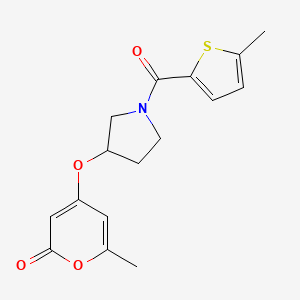 molecular formula C16H17NO4S B2844504 6-methyl-4-((1-(5-methylthiophene-2-carbonyl)pyrrolidin-3-yl)oxy)-2H-pyran-2-one CAS No. 1795447-24-3