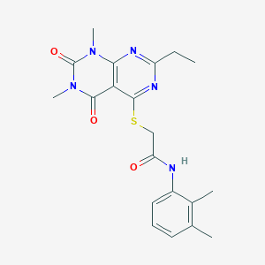 molecular formula C20H23N5O3S B2844505 N-(2,3-dimethylphenyl)-2-({2-ethyl-6,8-dimethyl-5,7-dioxo-5H,6H,7H,8H-[1,3]diazino[4,5-d]pyrimidin-4-yl}sulfanyl)acetamide CAS No. 852169-44-9