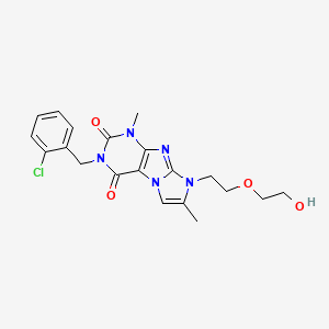 molecular formula C20H22ClN5O4 B2844509 3-(2-chlorobenzyl)-8-(2-(2-hydroxyethoxy)ethyl)-1,7-dimethyl-1H-imidazo[2,1-f]purine-2,4(3H,8H)-dione CAS No. 919008-66-5