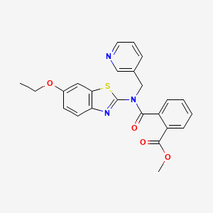 molecular formula C24H21N3O4S B2844516 Methyl 2-((6-ethoxybenzo[d]thiazol-2-yl)(pyridin-3-ylmethyl)carbamoyl)benzoate CAS No. 1105204-13-4