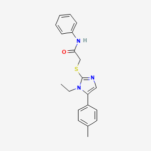 molecular formula C20H21N3OS B2844519 2-((1-ethyl-5-(p-tolyl)-1H-imidazol-2-yl)thio)-N-phenylacetamide CAS No. 1207025-37-3