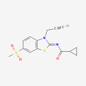 molecular formula C15H14N2O3S2 B2844520 N-(6-methylsulfonyl-3-prop-2-ynyl-1,3-benzothiazol-2-ylidene)cyclopropanecarboxamide CAS No. 865181-78-8
