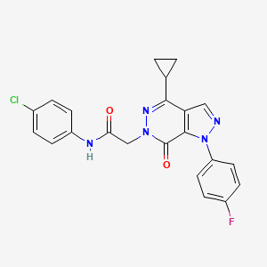 molecular formula C22H17ClFN5O2 B2844544 N-(4-chlorophenyl)-2-(4-cyclopropyl-1-(4-fluorophenyl)-7-oxo-1H-pyrazolo[3,4-d]pyridazin-6(7H)-yl)acetamide CAS No. 1105202-13-8