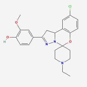molecular formula C23H26ClN3O3 B2844553 4-(9-Chloro-1'-ethyl-1,10b-dihydrospiro[benzo[e]pyrazolo[1,5-c][1,3]oxazine-5,4'-piperidin]-2-yl)-2-methoxyphenol CAS No. 899983-76-7