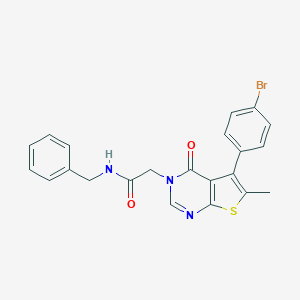 molecular formula C22H18BrN3O2S B284456 N-benzyl-2-(5-(4-bromophenyl)-6-methyl-4-oxothieno[2,3-d]pyrimidin-3(4H)-yl)acetamide 