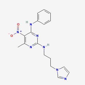 N2-(3-(1H-imidazol-1-yl)propyl)-6-methyl-5-nitro-N4-phenylpyrimidine-2,4-diamine
