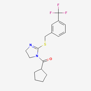 cyclopentyl(2-((3-(trifluoromethyl)benzyl)thio)-4,5-dihydro-1H-imidazol-1-yl)methanone
