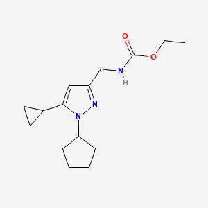 molecular formula C15H23N3O2 B2844609 ethyl ((1-cyclopentyl-5-cyclopropyl-1H-pyrazol-3-yl)methyl)carbamate CAS No. 1448046-24-9