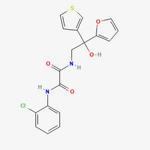 molecular formula C18H15ClN2O4S B2844621 N'-(2-chlorophenyl)-N-[2-(furan-2-yl)-2-hydroxy-2-(thiophen-3-yl)ethyl]ethanediamide CAS No. 2034262-24-1