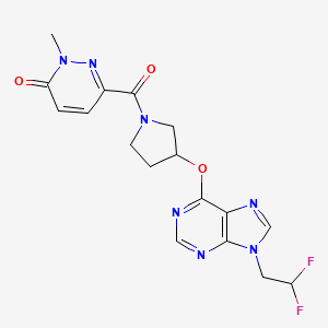 molecular formula C17H17F2N7O3 B2844642 6-(3-{[9-(2,2-difluoroethyl)-9H-purin-6-yl]oxy}pyrrolidine-1-carbonyl)-2-methyl-2,3-dihydropyridazin-3-one CAS No. 2380079-87-6