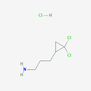 molecular formula C6H12Cl3N B2844652 3-(2,2-Dichlorocyclopropyl)propan-1-amine hydrochloride CAS No. 1909320-23-5
