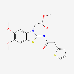 (E)-methyl 2-(5,6-dimethoxy-2-((2-(thiophen-2-yl)acetyl)imino)benzo[d]thiazol-3(2H)-yl)acetate