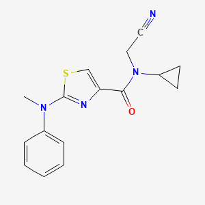 molecular formula C16H16N4OS B2844676 N-(Cyanomethyl)-N-cyclopropyl-2-(N-methylanilino)-1,3-thiazole-4-carboxamide CAS No. 2418711-35-8