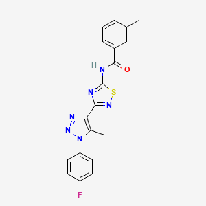molecular formula C19H15FN6OS B2844686 N-{3-[1-(4-fluorophenyl)-5-methyl-1H-1,2,3-triazol-4-yl]-1,2,4-thiadiazol-5-yl}-3-methylbenzamide CAS No. 895119-30-9
