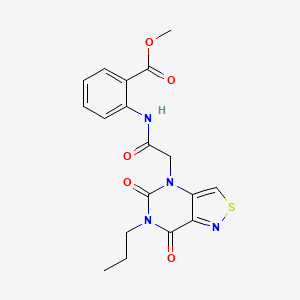 molecular formula C18H18N4O5S B2844693 methyl 2-(2-(5,7-dioxo-6-propyl-6,7-dihydroisothiazolo[4,3-d]pyrimidin-4(5H)-yl)acetamido)benzoate CAS No. 1251657-50-7
