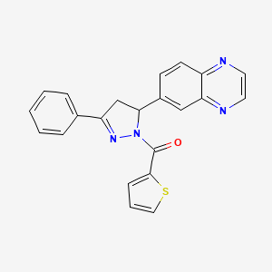 (3-phenyl-5-(quinoxalin-6-yl)-4,5-dihydro-1H-pyrazol-1-yl)(thiophen-2-yl)methanone