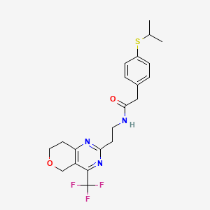 2-(4-(isopropylthio)phenyl)-N-(2-(4-(trifluoromethyl)-7,8-dihydro-5H-pyrano[4,3-d]pyrimidin-2-yl)ethyl)acetamide