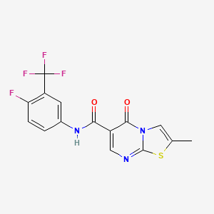 molecular formula C15H9F4N3O2S B2844703 N-(4-fluoro-3-(trifluoromethyl)phenyl)-2-methyl-5-oxo-5H-thiazolo[3,2-a]pyrimidine-6-carboxamide CAS No. 896341-25-6