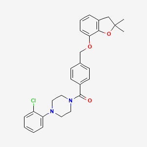 (4-(2-Chlorophenyl)piperazin-1-yl)(4-(((2,2-dimethyl-2,3-dihydrobenzofuran-7-yl)oxy)methyl)phenyl)methanone