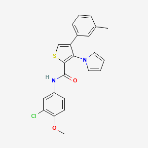 molecular formula C23H19ClN2O2S B2844716 N-(3-chloro-4-methoxyphenyl)-4-(3-methylphenyl)-3-(1H-pyrrol-1-yl)thiophene-2-carboxamide CAS No. 1291844-51-3