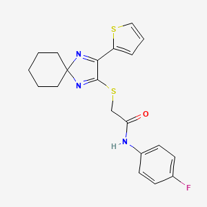 N-(4-fluorophenyl)-2-((3-(thiophen-2-yl)-1,4-diazaspiro[4.5]deca-1,3-dien-2-yl)thio)acetamide