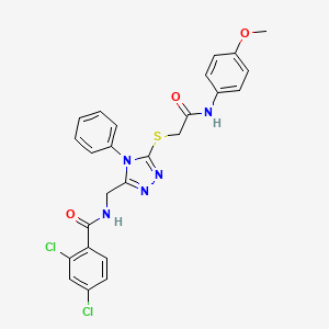 molecular formula C25H21Cl2N5O3S B2844739 2,4-dichloro-N-[[5-[2-(4-methoxyanilino)-2-oxoethyl]sulfanyl-4-phenyl-1,2,4-triazol-3-yl]methyl]benzamide CAS No. 393871-05-1