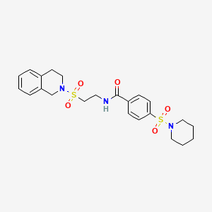 molecular formula C23H29N3O5S2 B2844740 N-(2-((3,4-dihydroisoquinolin-2(1H)-yl)sulfonyl)ethyl)-4-(piperidin-1-ylsulfonyl)benzamide CAS No. 922115-51-3