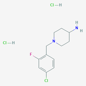molecular formula C12H18Cl3FN2 B2844745 1-(4-Chloro-2-fluorobenzyl)piperidin-4-amine dihydrochloride CAS No. 1286273-37-7