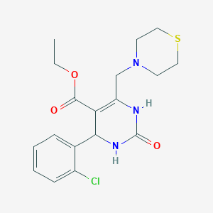 molecular formula C18H22ClN3O3S B2844751 Ethyl 4-(2-chlorophenyl)-2-oxo-6-[(thiomorpholin-4-yl)methyl]-1,2,3,4-tetrahydropyrimidine-5-carboxylate CAS No. 878701-47-4