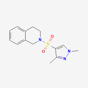molecular formula C14H17N3O2S B2844752 2-((1,3-dimethyl-1H-pyrazol-4-yl)sulfonyl)-1,2,3,4-tetrahydroisoquinoline CAS No. 900376-46-7