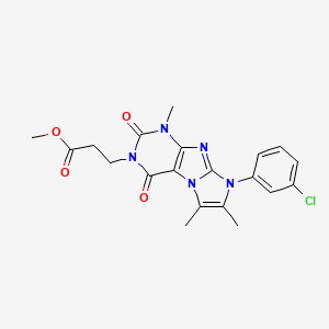 molecular formula C20H20ClN5O4 B2844756 methyl 3-(8-(3-chlorophenyl)-1,6,7-trimethyl-2,4-dioxo-1H-imidazo[2,1-f]purin-3(2H,4H,8H)-yl)propanoate CAS No. 887459-60-1