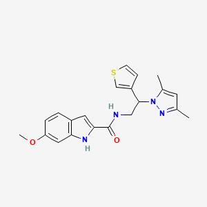 molecular formula C21H22N4O2S B2844757 N-[2-(3,5-dimethyl-1H-pyrazol-1-yl)-2-(thiophen-3-yl)ethyl]-6-methoxy-1H-indole-2-carboxamide CAS No. 2097904-29-3