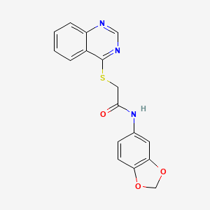 molecular formula C17H13N3O3S B2844758 N-(benzo[d][1,3]dioxol-5-yl)-2-(quinazolin-4-ylthio)acetamide CAS No. 721912-59-0