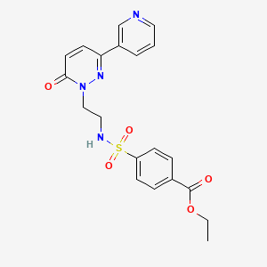 molecular formula C20H20N4O5S B2844776 ethyl 4-({2-[6-oxo-3-(pyridin-3-yl)-1,6-dihydropyridazin-1-yl]ethyl}sulfamoyl)benzoate CAS No. 1021137-45-0
