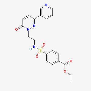 molecular formula C20H20N4O5S B2844776 ethyl 4-(N-(2-(6-oxo-3-(pyridin-3-yl)pyridazin-1(6H)-yl)ethyl)sulfamoyl)benzoate CAS No. 1021137-45-0