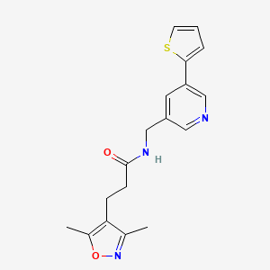 3-(3,5-dimethylisoxazol-4-yl)-N-((5-(thiophen-2-yl)pyridin-3-yl)methyl)propanamide