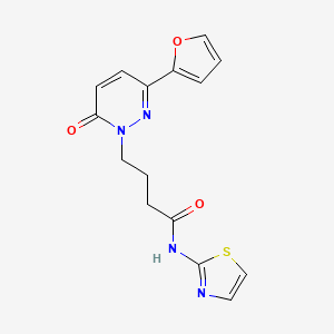 molecular formula C15H14N4O3S B2844818 4-(3-(furan-2-yl)-6-oxopyridazin-1(6H)-yl)-N-(thiazol-2-yl)butanamide CAS No. 1021071-64-6