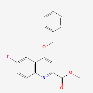 molecular formula C18H14FNO3 B2844828 甲酸4-(苄氧基)-6-氟喹啉-2-甲酸酯 CAS No. 1357936-20-9