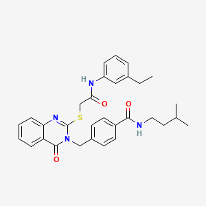 B2844834 4-((2-((2-((3-ethylphenyl)amino)-2-oxoethyl)thio)-4-oxoquinazolin-3(4H)-yl)methyl)-N-isopentylbenzamide CAS No. 1115360-55-8