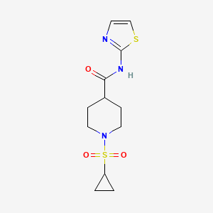 molecular formula C12H17N3O3S2 B2844839 1-(cyclopropylsulfonyl)-N-(thiazol-2-yl)piperidine-4-carboxamide CAS No. 1207043-81-9