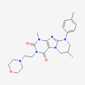 molecular formula C23H30N6O3 B2844875 1,7-dimethyl-9-(4-methylphenyl)-3-(2-morpholin-4-ylethyl)-7,8-dihydro-6H-purino[7,8-a]pyrimidine-2,4-dione CAS No. 848063-51-4
