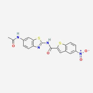 molecular formula C18H12N4O4S2 B2844876 N-(6-acetamido-1,3-benzothiazol-2-yl)-5-nitro-1-benzothiophene-2-carboxamide CAS No. 476319-58-1