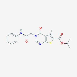 molecular formula C19H19N3O4S B284489 Isopropyl 3-(2-anilino-2-oxoethyl)-5-methyl-4-oxo-3,4-dihydrothieno[2,3-d]pyrimidine-6-carboxylate 