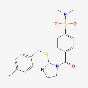 4-[2-[(4-fluorophenyl)methylsulfanyl]-4,5-dihydroimidazole-1-carbonyl]-N,N-dimethylbenzenesulfonamide