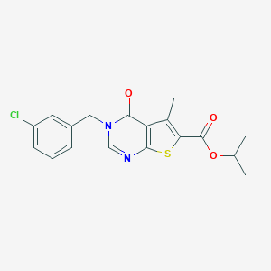 molecular formula C18H17ClN2O3S B284491 Isopropyl 3-(3-chlorobenzyl)-5-methyl-4-oxo-3,3-d]py rimidine-6-carboxylate 