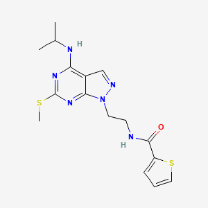 molecular formula C16H20N6OS2 B2844911 N-(2-(4-(isopropylamino)-6-(methylthio)-1H-pyrazolo[3,4-d]pyrimidin-1-yl)ethyl)thiophene-2-carboxamide CAS No. 941896-42-0