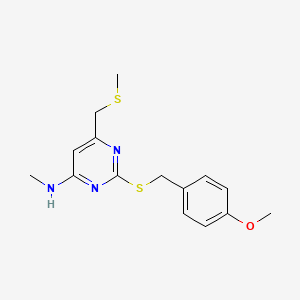 N-{2-[(4-methoxybenzyl)sulfanyl]-6-[(methylsulfanyl)methyl]-4-pyrimidinyl}-N-methylamine