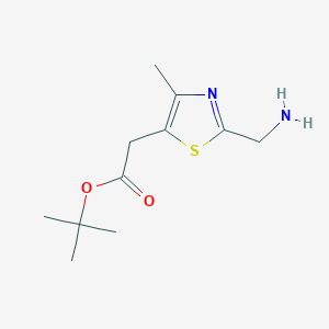 molecular formula C11H18N2O2S B2844937 Tert-butyl 2-[2-(aminomethyl)-4-methyl-1,3-thiazol-5-yl]acetate CAS No. 2248268-41-7