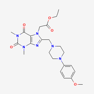 molecular formula C23H30N6O5 B2844964 ethyl 2-(8-{[4-(4-methoxyphenyl)piperazin-1-yl]methyl}-1,3-dimethyl-2,6-dioxo-2,3,6,7-tetrahydro-1H-purin-7-yl)acetate CAS No. 851940-58-4